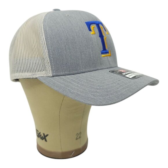Blue Gold Embroidered T Logo Mesh Snapback Cap Trucker Baseball Hat Richardson - Picture 3 of 13